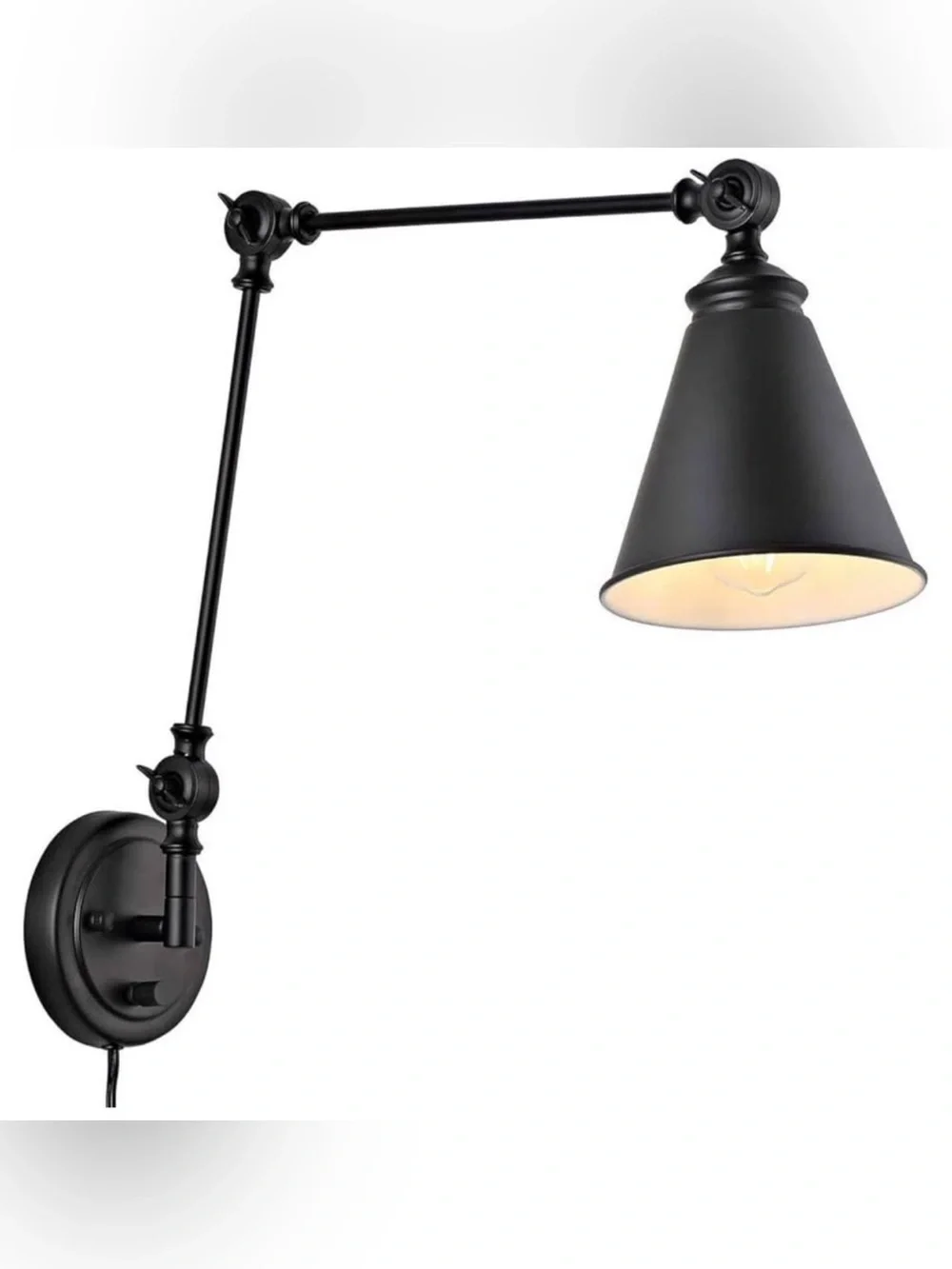 Vintage Adjustable Swing Arm Wall Lamp – Foldable Black Wall Light